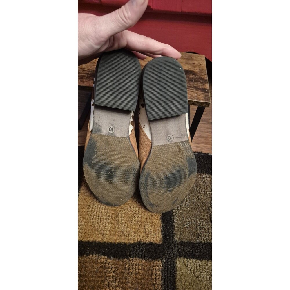 Pierre Dumas Size 10 Brown Faux Suede and Cow Print Ankle Booties 1.5" Heel - Picture 6 of 7